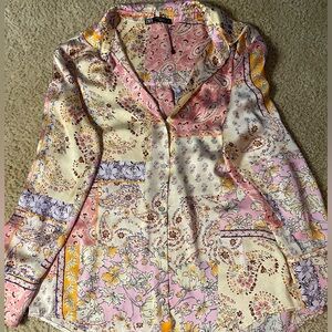 Zara Floral Patchwork Button-Up Blouse